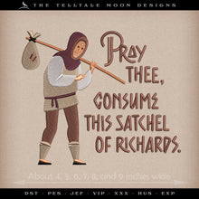  Embroidery: Medieval Humor "Satchel of Richards" - Six Sizes About 4 to 9 Inches Wide