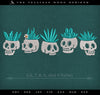 Embroidery: "Say Aloe" Skull Planter Design - 6, 7, 8, 9, 10, and 11.5 Inches Wide - Up to Three Thread Colors