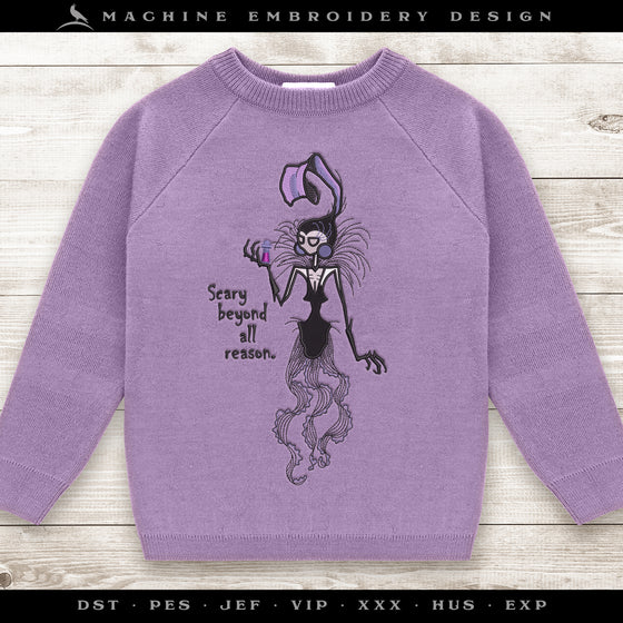 Embroidery: "Scary Beyond All Reason" - Six Sizes 6 to 12 Inches Tall
