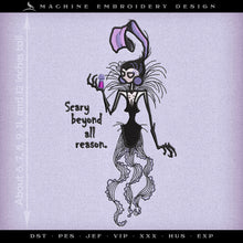  Embroidery: "Scary Beyond All Reason" - Six Sizes 6 to 12 Inches Tall