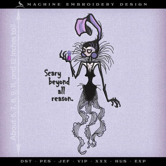 Embroidery: "Scary Beyond All Reason" - Six Sizes 6 to 12 Inches Tall