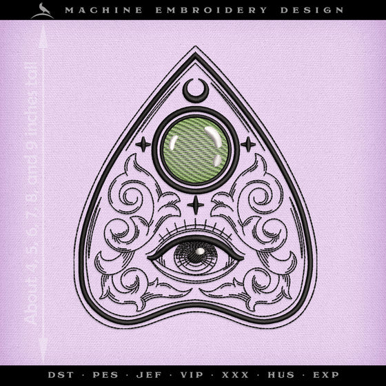 Embroidery: Seeing-eye Ouija Planchette - Six Sizes 4 to 9 Inches Tall
