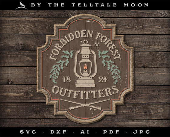Art & Cut Files: "Forbidden Forest Outfitters" Wizard Themed Sign & Label
