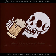  Embroidery: Skull and Brew - Five Sizes Between 3.5 and 7 Inches