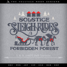  Embroidery: Wizarding "Solstice Sleigh Rides" Sign - Four Sizes Between 7 and 10 Inches