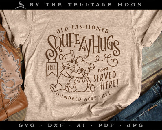 Art & Cut Files: "Squeezy Hugs Served Here!" Pooh-themed Original Design