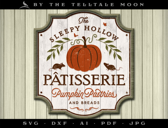 Art & Cut Files: Vintage-style Autumn Design "Sleepy Hollow Patisserie"