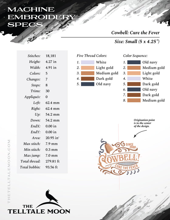 Embroidery: Classic Comedy "Cowbell, Cure the Fever" - Five Sizes