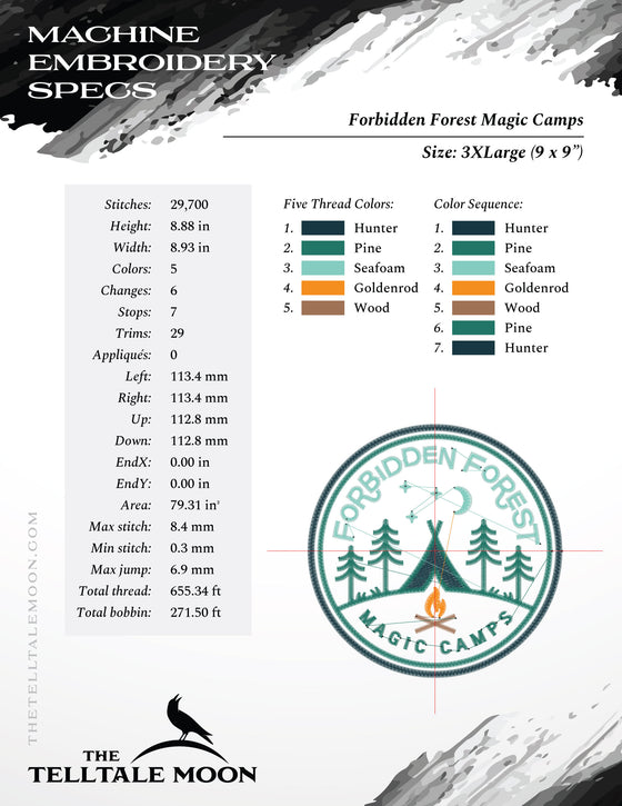 Embroidery: Magic Camp Patch-style Design - Seven Sizes Between 4 and 10 Inches