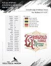 Embroidery: "Griswold Lodge & Nuthouse Tavern" - Three Sizes 6.5, 7.75, and 11 Inches - Four Thread Colors