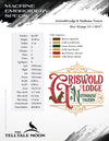 Embroidery: "Griswold Lodge & Nuthouse Tavern" - Three Sizes 6.5, 7.75, and 11 Inches - Four Thread Colors