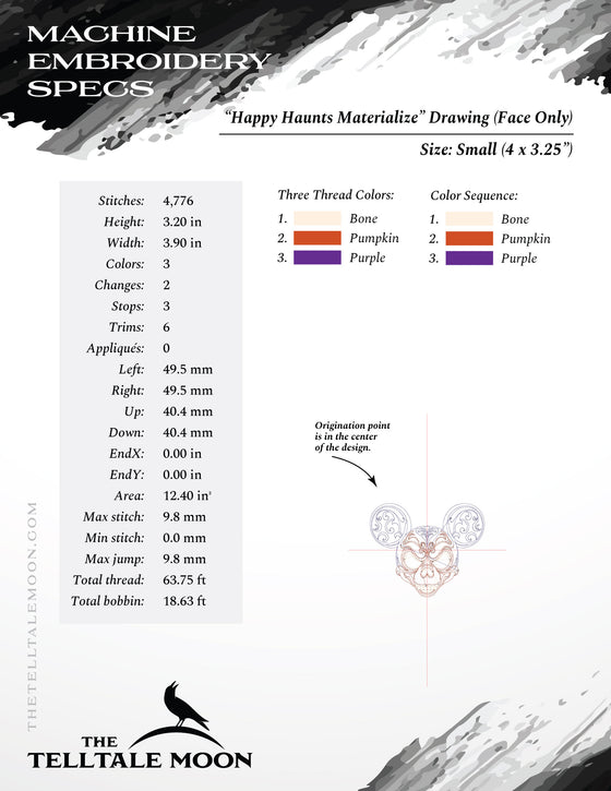 Embroidery: "Happy Haunts Materialize" - Three Versions - Several Sizes 4 Inches and Larger