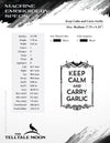 Embroidery: "Keep Calm and Carry Garlic" - Four Sizes Between 7 and 10 Inches Tall