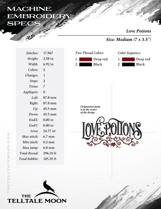 Embroidery: Love Potions Briar - Four Sizes Between 6 and 9 Inches