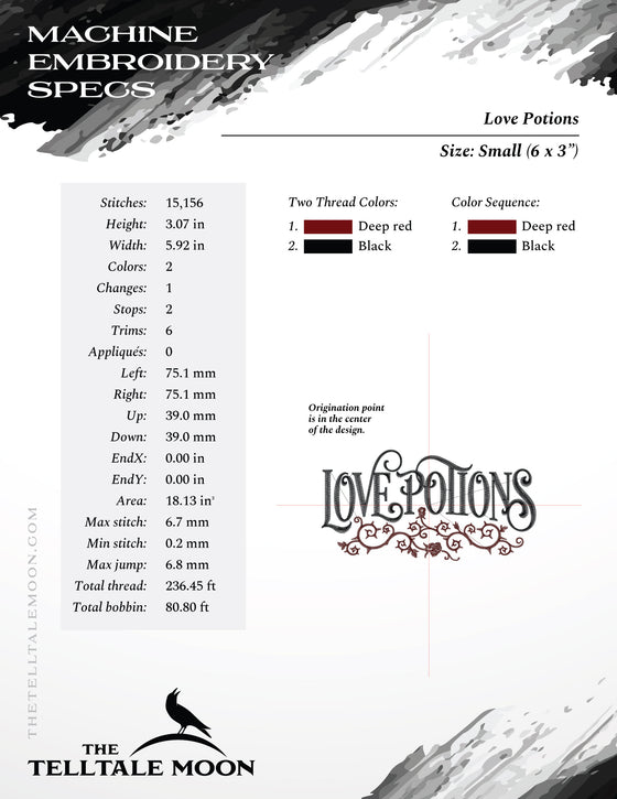 Embroidery: Love Potions Briar - Four Sizes Between 6 and 9 Inches