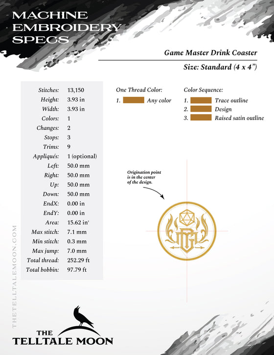 Embroidery: Game Master Drink Sleeve (with both GM and DM Monograms)