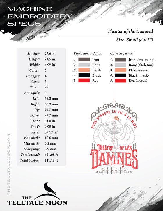 Embroidery: Theater of the Damned - Includes Several Variations Between 5 and 11 Inches Tall