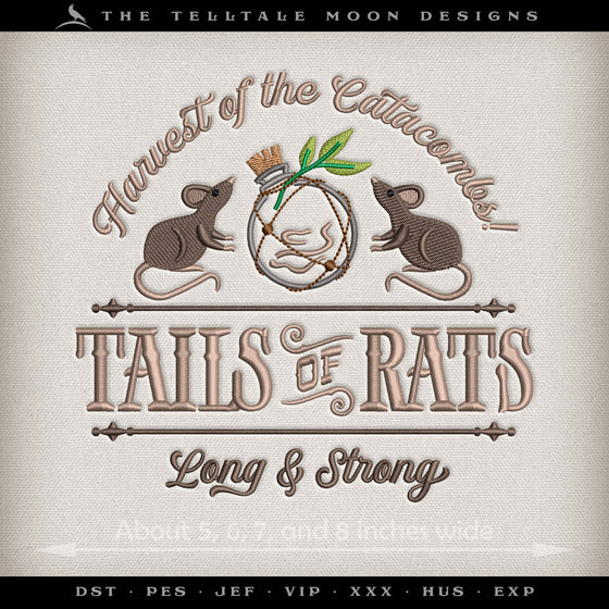 Embroidery: "Tails of Rats" - Four Sizes 5 to 8 Inches Wide - Eight Thread Colors