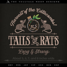  Embroidery: "Tails of Rats" - Four Sizes 5 to 8 Inches Wide - Eight Thread Colors