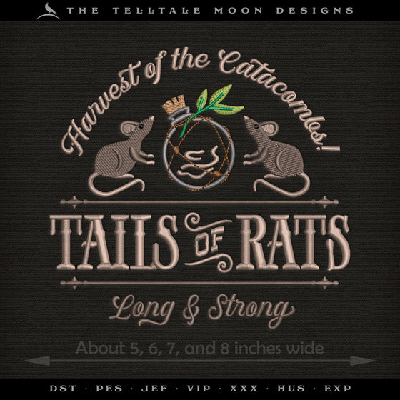Embroidery: "Tails of Rats" - Four Sizes 5 to 8 Inches Wide - Eight Thread Colors