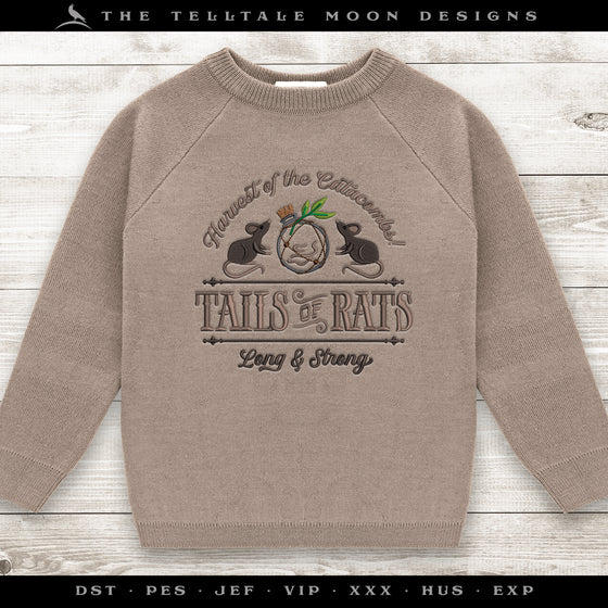 Embroidery: "Tails of Rats" - Four Sizes 5 to 8 Inches Wide - Eight Thread Colors