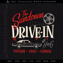  Embroidery Files: "The Sundown Drive-in" 1976-2014 - Six Sizes 5 to 12 Inches Tall