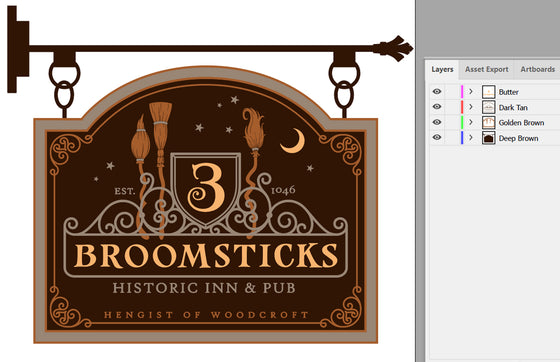 Art & Cut Files: SET of Magical Broomsticks Inn Designs