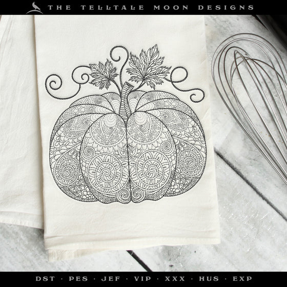 Embroidery: Lace Pumpkin - Four Sizes 7 to 12 Inches Square - Seven Thread Colors