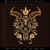 Embroidery: Ornate Goat Skull in Six Sizes - 4 to 9 Inches Tall