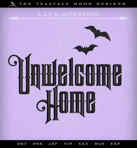 Machine Embroidery: Gothic "Unwelcome Home" Inspired by Haunted Mansion (Four Sizes, One Thread Color)