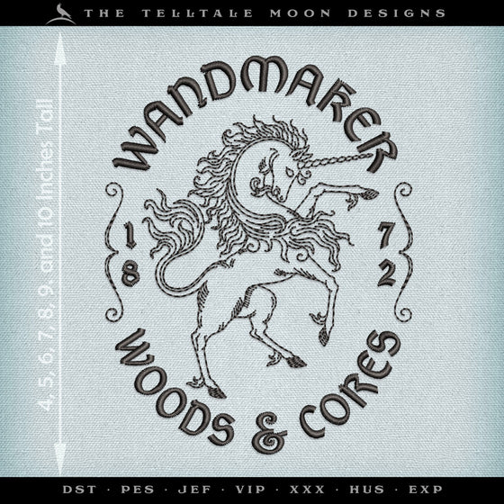 Embroidery Files: "Wandmaker Woods & Cores" in Several Sizes Between 4 and 10 inches Tall
