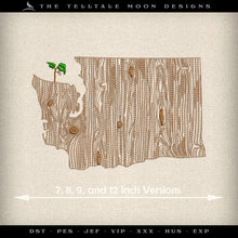  Embroidery: Washington Woodgrain - Four Sizes Between 7 and 12 Inches Wide