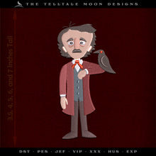  Embroidery: Wee Edgar Allen Poe Character - 4, 5, 6, and 7 Inches