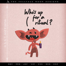  Embroidery: "Who's Up for a Ritual?" Funny Little Satan - 4, 5, 6, 7, and 8 Inches