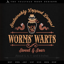  Embroidery: "Worms Warts" - Four Sizes 5 to 8 Inches Wide - Six Thread Colors