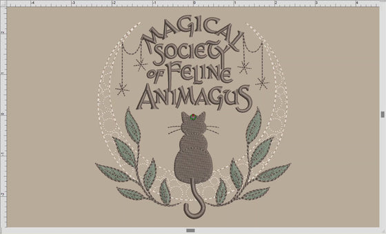 Embroidery: Wizarding Society of Feline Animagus - Five Sizes 5 to 9 Inches