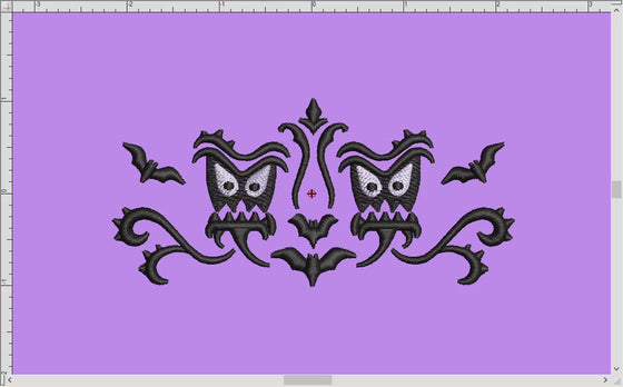 Embroidery Set of 2: Gothic Damask Inspired by Haunted Mansion (Two Versions, Three Sizes Each, Two Thread Colors)