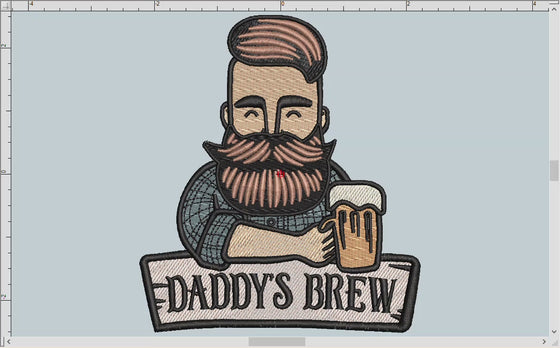 Embroidery: "Daddy's Brew" in Two Sizes (5 Inch and 6 Inch)