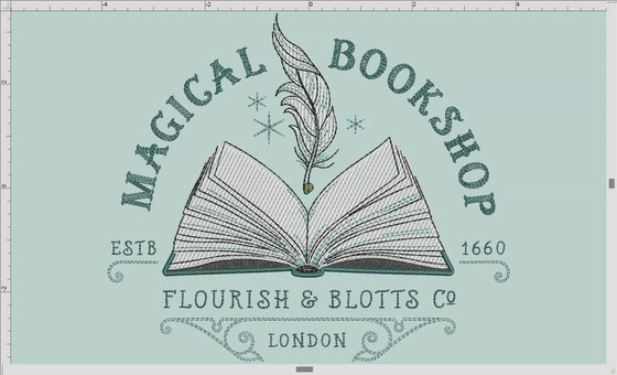 Embroidery: Magical Bookshop Doodle - Eight Sizes Between 5.5 and 12.5 Inches Wide