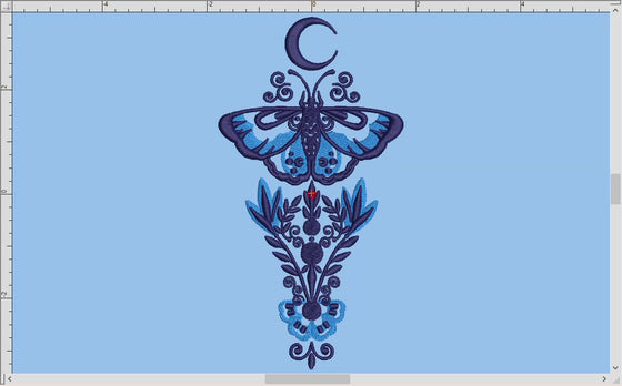 Embroidery: Folk Magic Luna Moth Design (6, 7, 8, 9, 10 Inches in Two Thread Colors)