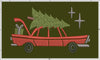 Embroidery: Midcentury Retro Christmas Car - 3, 4, 5, and 6 Inches Wide