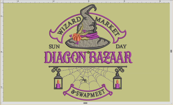 Embroidery: Magical Wizard Street Bazaar on Diagon - 5, 6, 7, 8, and 9 Inches