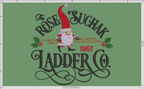 Embroidery: Christmas Ladder Company (Five Sizes between 5 and 9 Inches Wide)