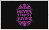 Embroidery Files: "Never Trust" Design Inspired by the Musical & Movie - Four Sizes Between 4 and 7 Inches Tall - Memento Mori Icon Included