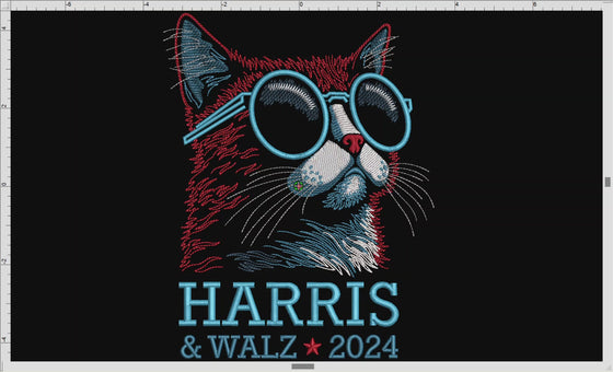 Embroidery for Election 2024 - Cat Ladies & Crones for Kamala Harris - Five Sizes 6.5 to 11.5 Inches Tall - Six Thread Colors