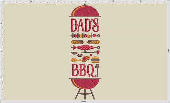 Embroidery: "Dad's BBQ" Design for Backyard Barbecue - Four Sizes PLUS Split Sets