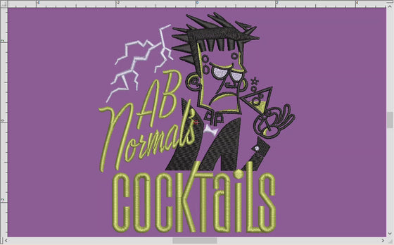 Embroidery: Retro-style Frankenstein's Monster Cocktail Label (Four Sizes Between 5 and 8 Inches