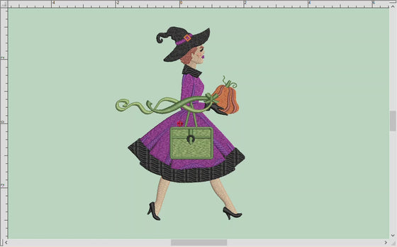 Machine Embroidery: 1950s Witch Costume (6, 7, and 8 Inches Tall)