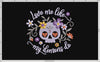 Machine Embroidery: Cute Skull with Flowers, "Love Me" Design (Five Sizes Between 3 and 6 Inches Square; Five Thread Colors)
