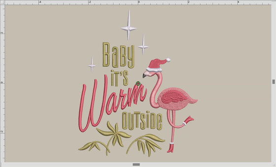 Embroidery Files: Midcentury "Baby It's Warm Outside" - Three Sizes Between 6 and 8 Inches Tall